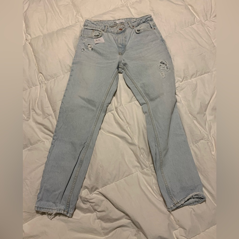 ZARA Distressed Jeans Light Blue Women's Size 32/28